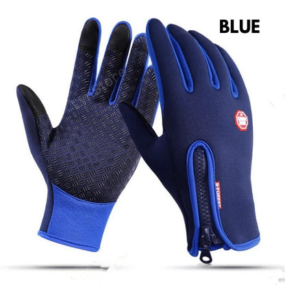 Winter Touch Screen Riding Motorcycle Sliding Gloves, Waterproof Sports Gloves with Wool Filling