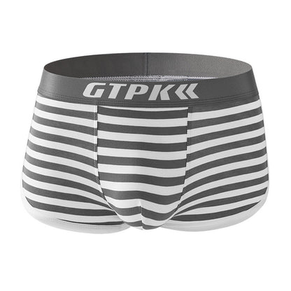 Striped Underwear Mid Mid-waist Breathable Cotton Boxer