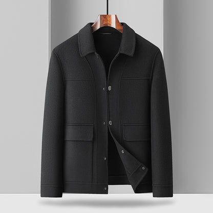 Woolen Coat Male Plus Size Turn-down Collar Coat
