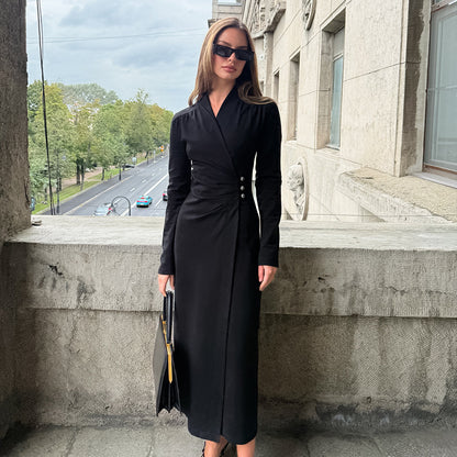 Simple All-matching Graceful Long Sleeve Dress For Women