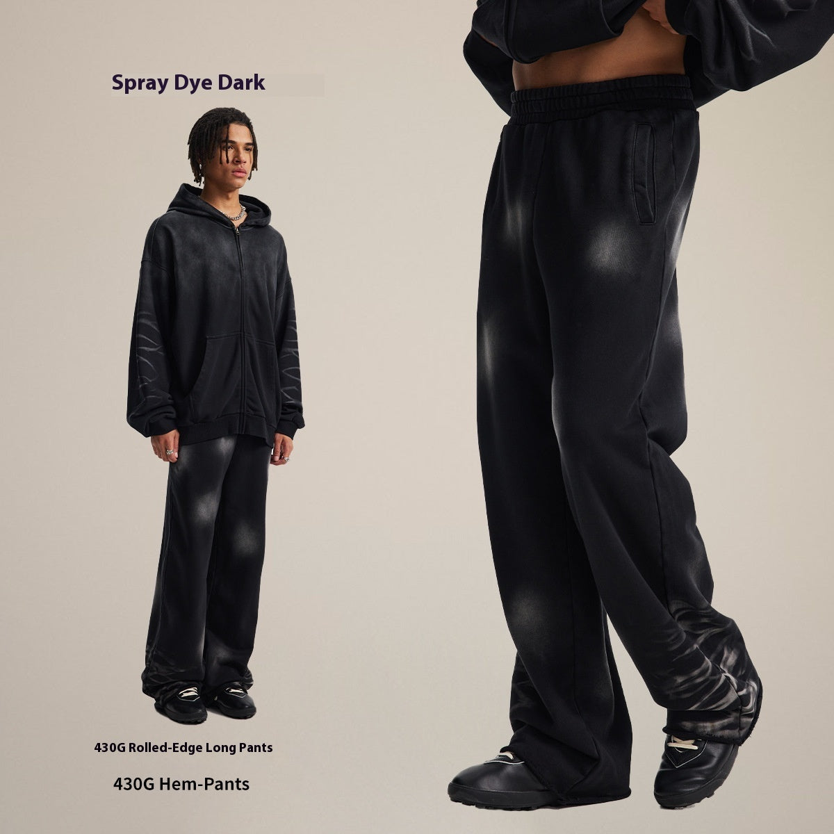Ternos Hooded Monkey Wash Washed And Worn Gradient Sweater Pants Men
