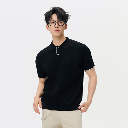 Casual Business Men's High Sense Summer Contrast Color Lapels Sweater