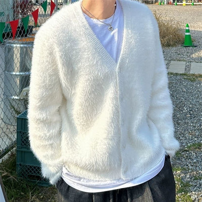 Mohair American Retro V-neck Sweater Coat