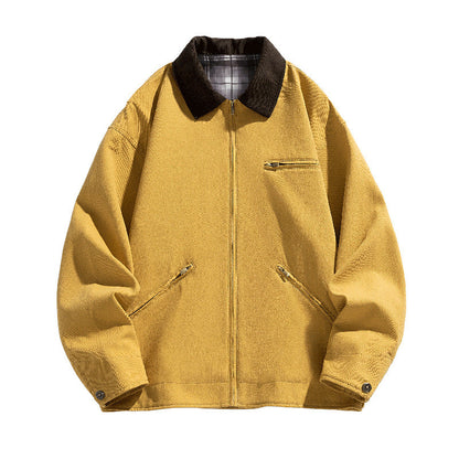 Autumn Jacket, New Washed Overalls, Retro Lapel