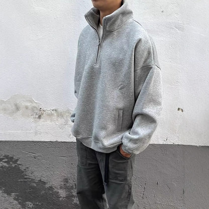 Half Zipped Stand Collar Sweater Men's Fashion Brand Loose