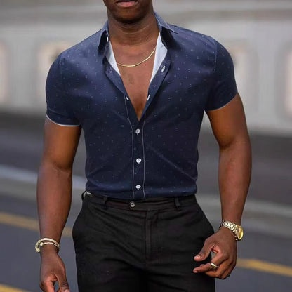 Men's Breathable Stretch Thin Printed Short-sleeved Shirt