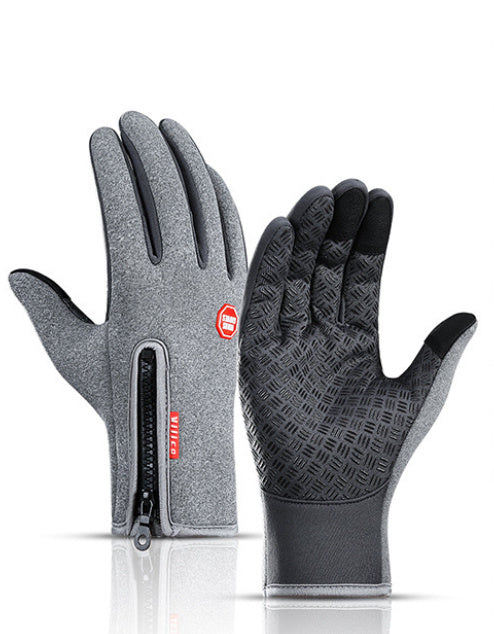 Winter Touch Screen Riding Motorcycle Sliding Gloves, Waterproof Sports Gloves with Wool Filling
