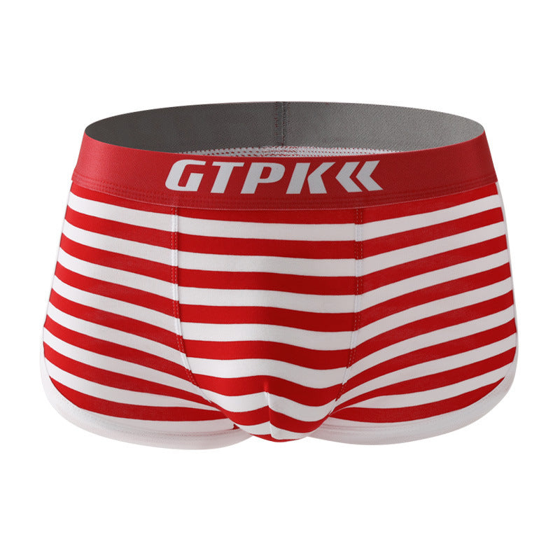 Striped Underwear Mid Mid-waist Breathable Cotton Boxer