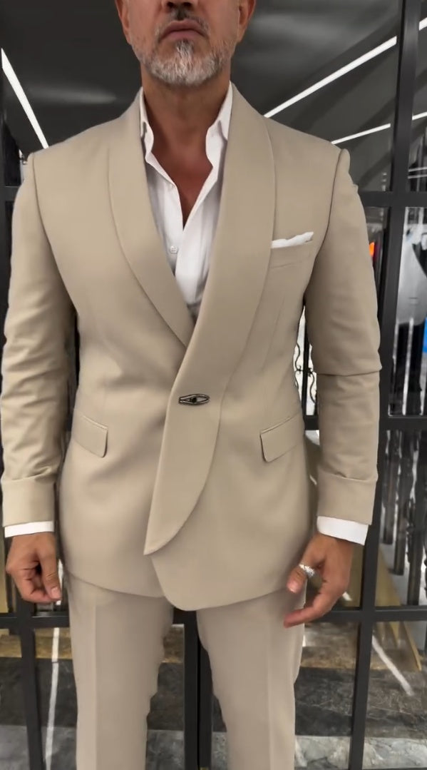 Shawl Collar Snap Button Jacket 