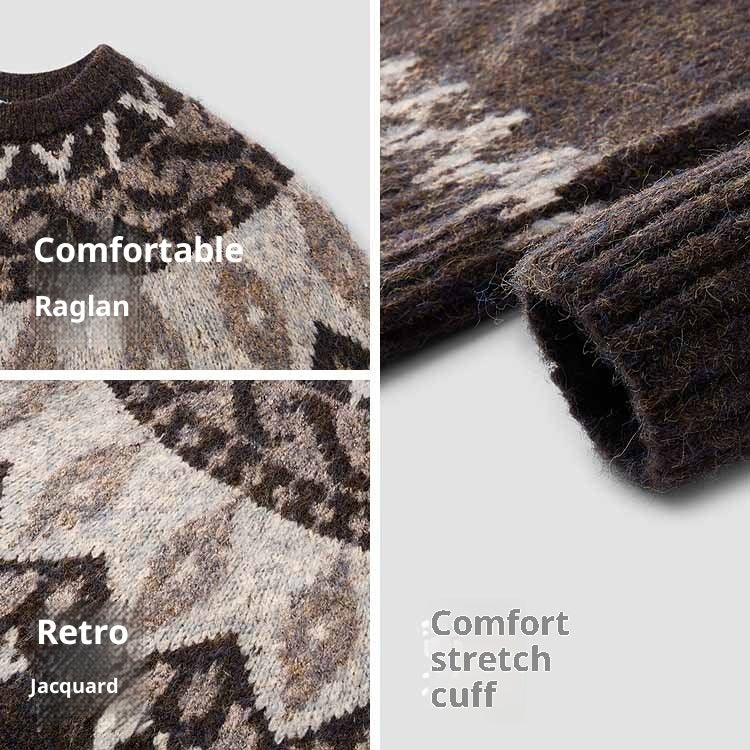 Jacquard Christmas Round Neck Sweater for Men