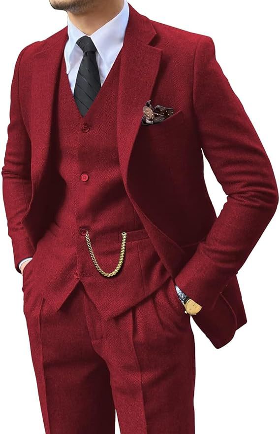 Herringbone Men's Slim Fit Suit