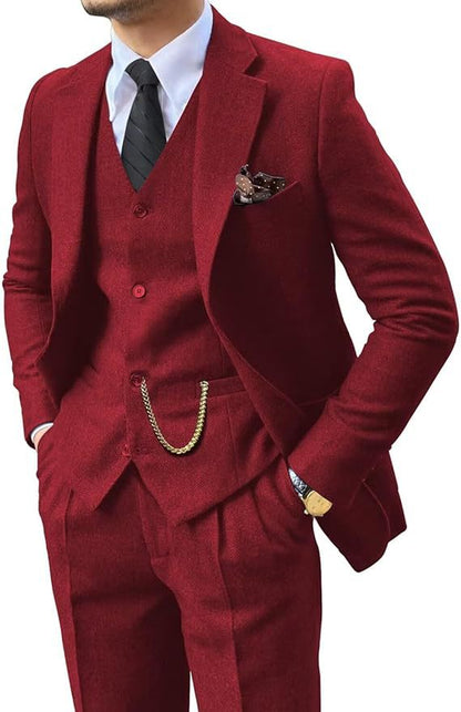 Herringbone Men's Slim Fit Suit