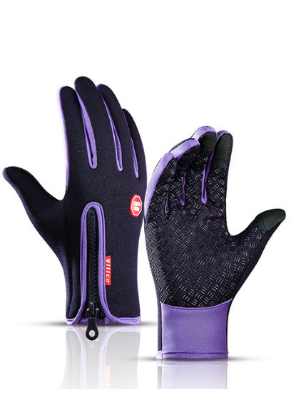 Winter Touch Screen Riding Motorcycle Sliding Gloves, Waterproof Sports Gloves with Wool Filling