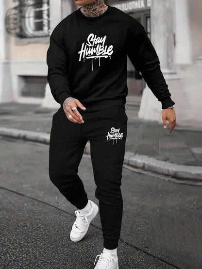 Round Neck Sweater Casual Sports Suit European Size Men's Clothing