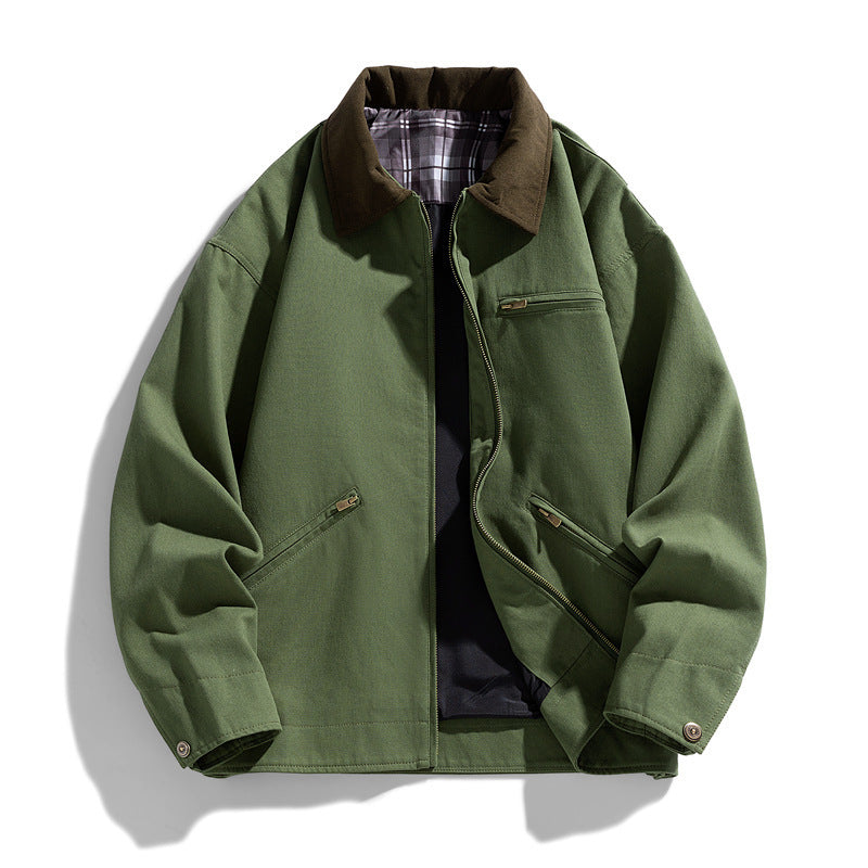 Autumn Jacket, New Washed Overalls, Retro Lapel