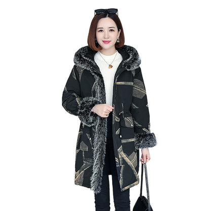 Autumn and Winter Women's Leather Parka, Mid-length