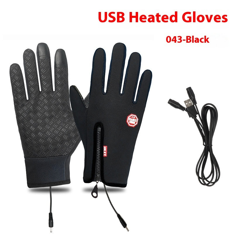 USB Electric Heating Gloves Winter Outdoors Sports Skiing Warm Waterproof Non-slip