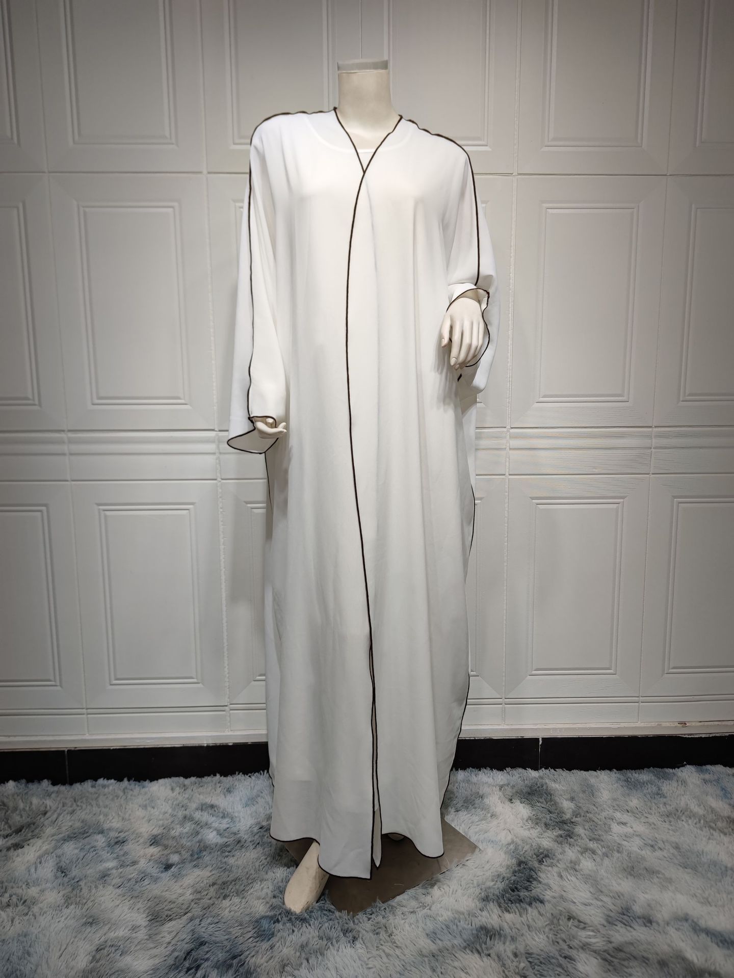 Women's White Patchwork Plus Size Women's Abaya Robe 