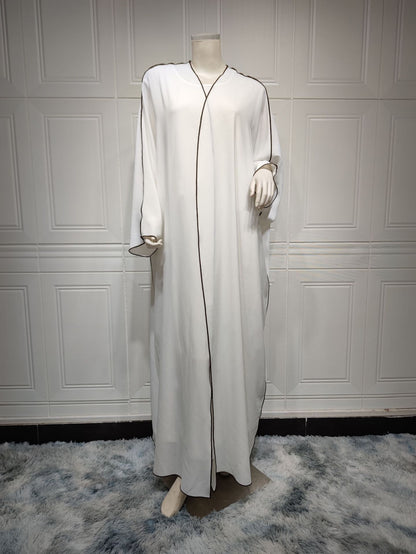 Women's White Patchwork Plus Size Women's Abaya Robe 