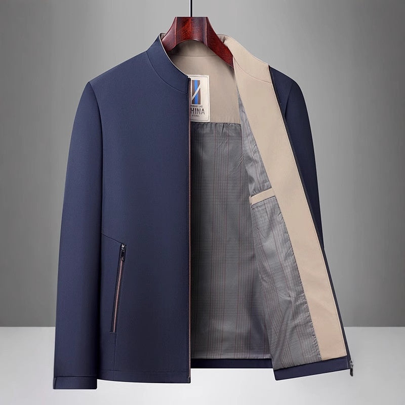 Men's Stand Collar Business Casual Jacket for middle and older fathers