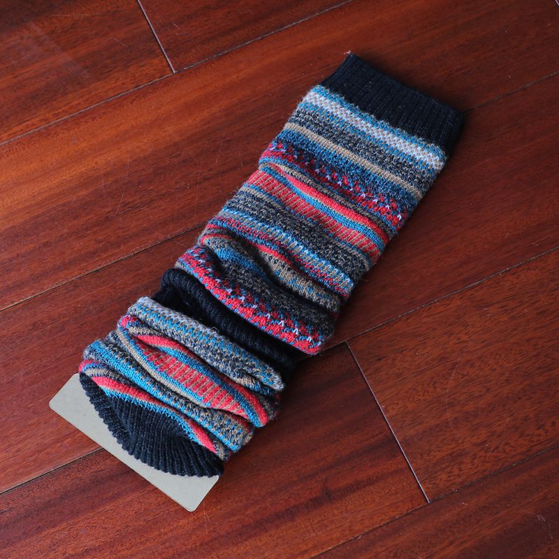 Women's Soft Fashion Colorblock Wool Coarse Knitted Socks