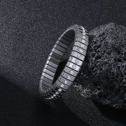 Cold Stainless Steel Diamond Elastic Bracelet for Men