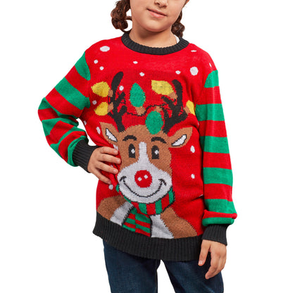 Autumn And Winter New Children's Christmas Clothing Elf Sweater Pullover Long Sleeve Sweater