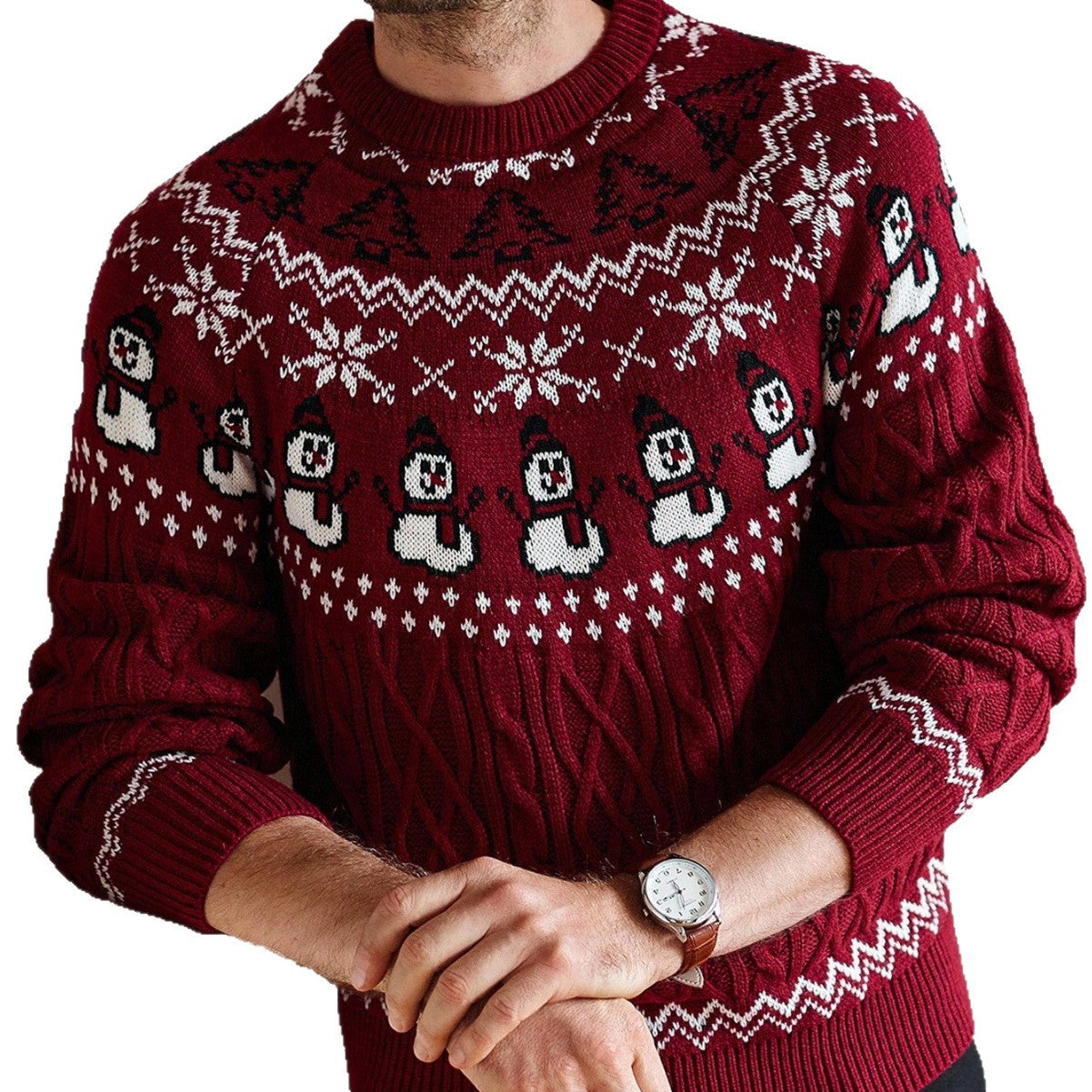 Christmas Round Neck Cable Knit Sweater