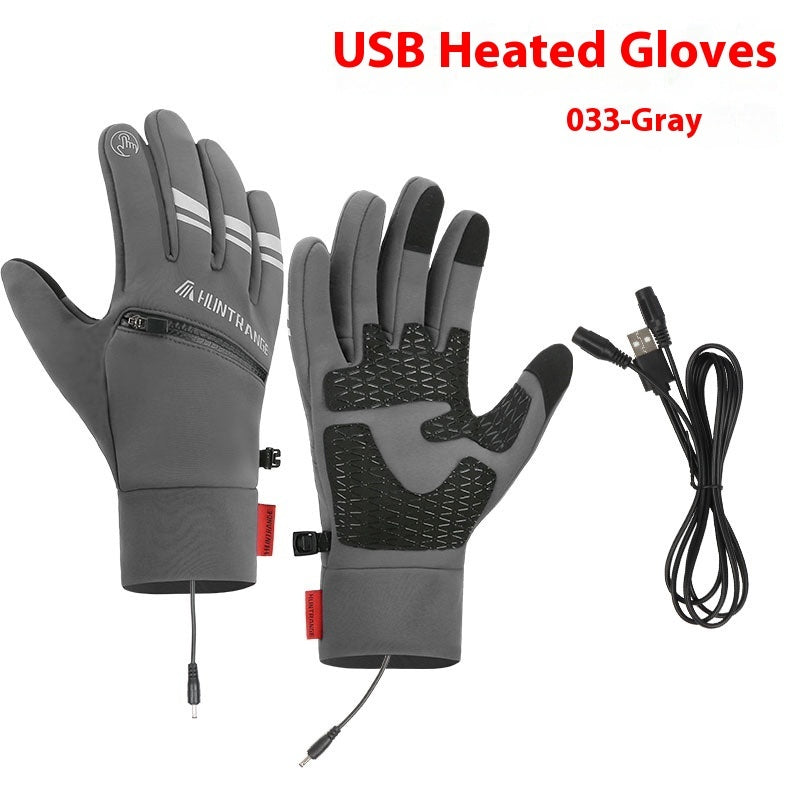 USB Electric Heating Gloves Winter Outdoors Sports Skiing Warm Waterproof Non-slip