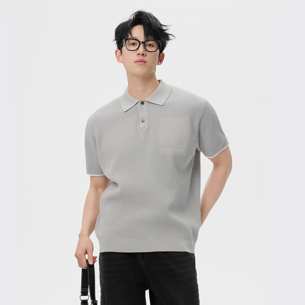 Casual Business Men's High Sense Summer Contrast Color Lapels Sweater