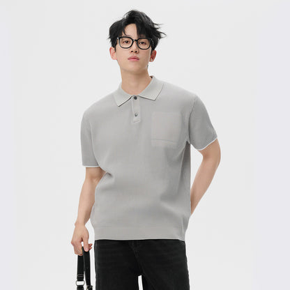 Casual Business Men's High Sense Summer Contrast Color Lapels Sweater