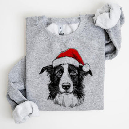 Christmas Puppy Print Polyester Round Neck Sweatshirt Unisex