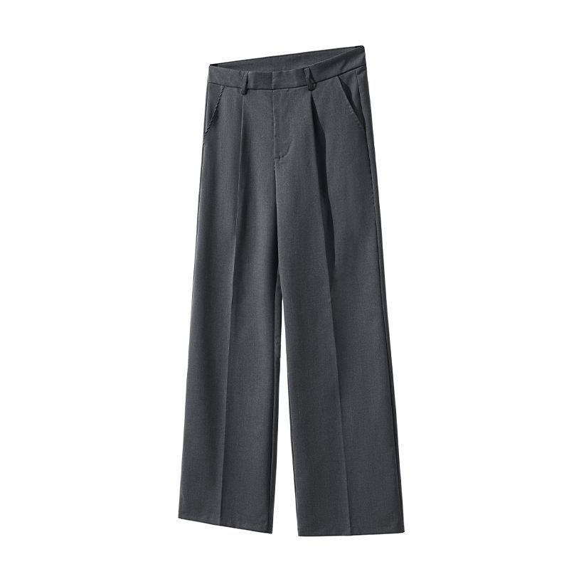 Old Money Style Pleated American Neutral Straight Casual Suit Pants