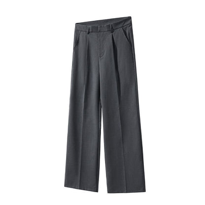 Old Money Style Pleated American Neutral Straight Casual Suit Pants