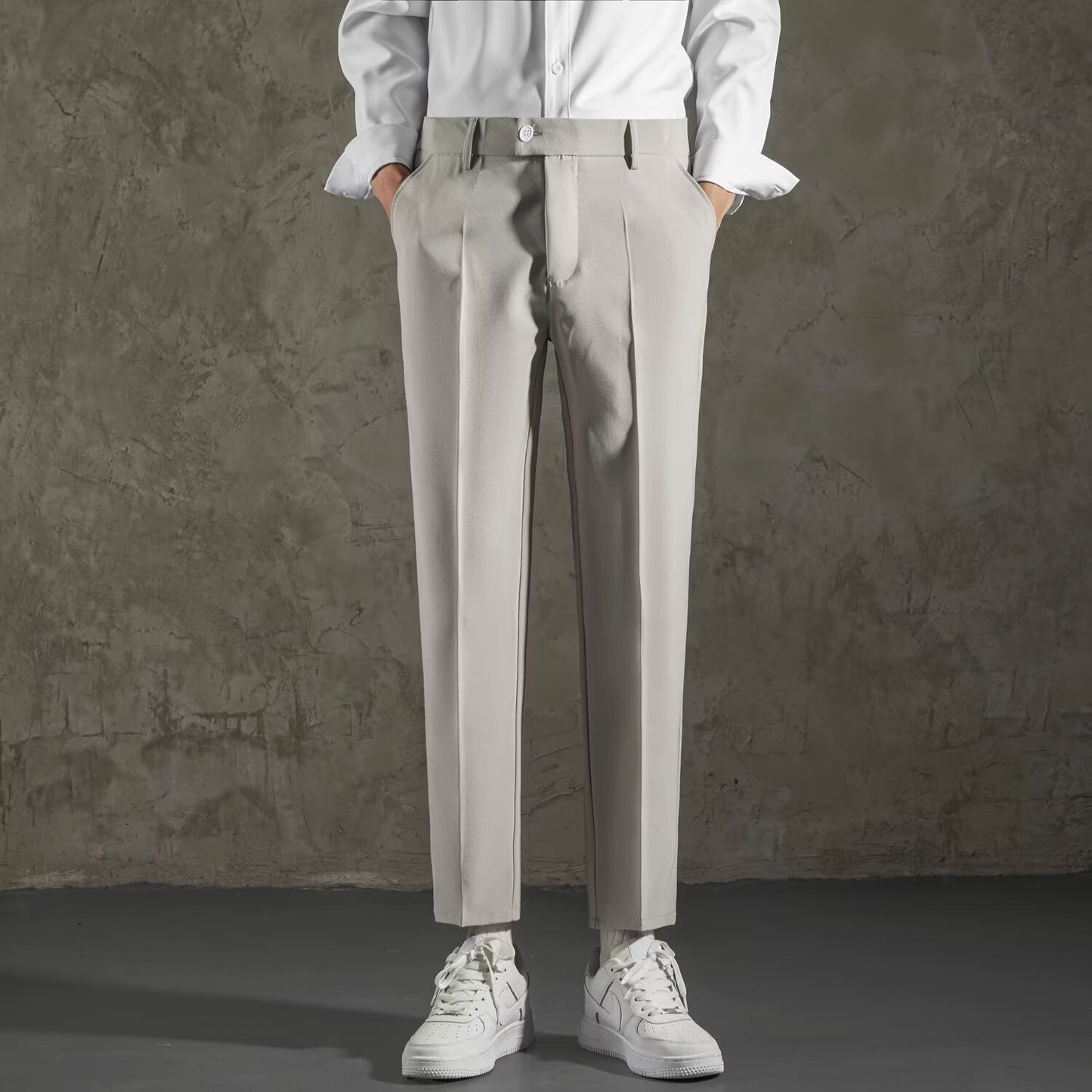 Draping Skinny Casual Slim Fit Straight All-matching Thick Small Suit Pants