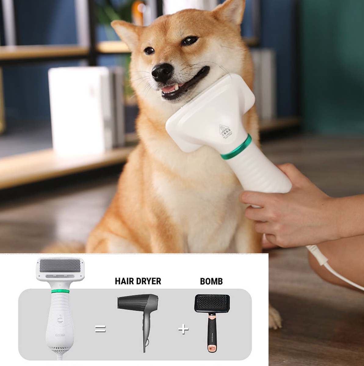 2 in 1 Drying Brush Pet Hair Dryer Comb