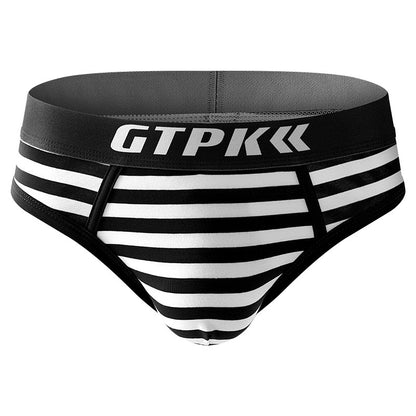 Men's Striped Underwear Plus Size Mid-waist Breathable Triangle