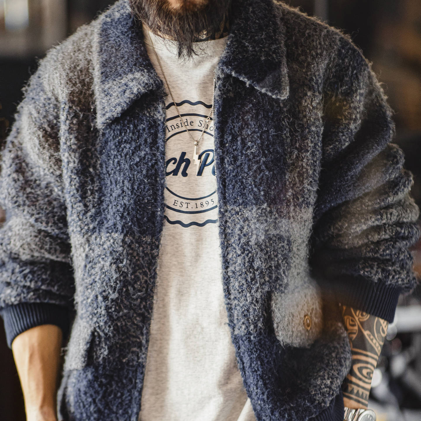 Men's Lapel Plaid Cardigan Jacket - Autumn