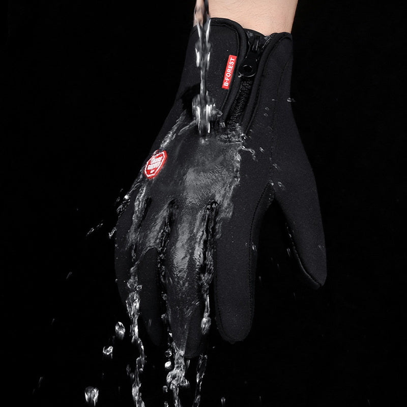 Winter Touch Screen Riding Motorcycle Sliding Gloves, Waterproof Sports Gloves with Wool Filling