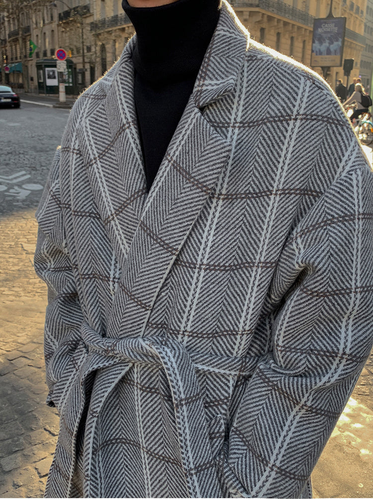 Men's Autumn And Winter Plaid Coat Korean Version