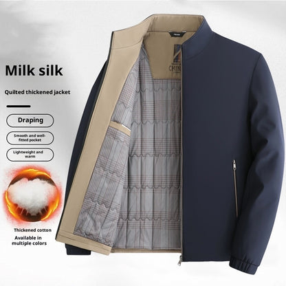 Men's Stand Collar Business Casual Jacket for middle and older fathers