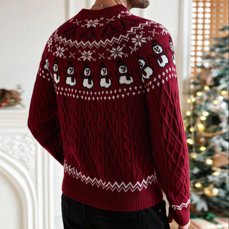 Christmas Round Neck Cable Knit Sweater