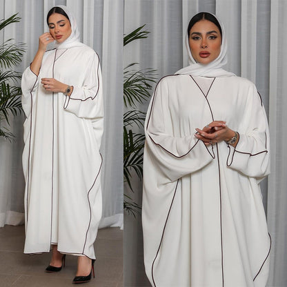 Women's White Patchwork Plus Size Women's Abaya Robe 