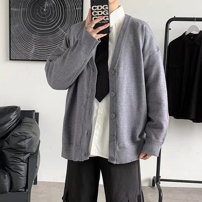 Solid Color V-neck Loose And Lazy Style Sweater