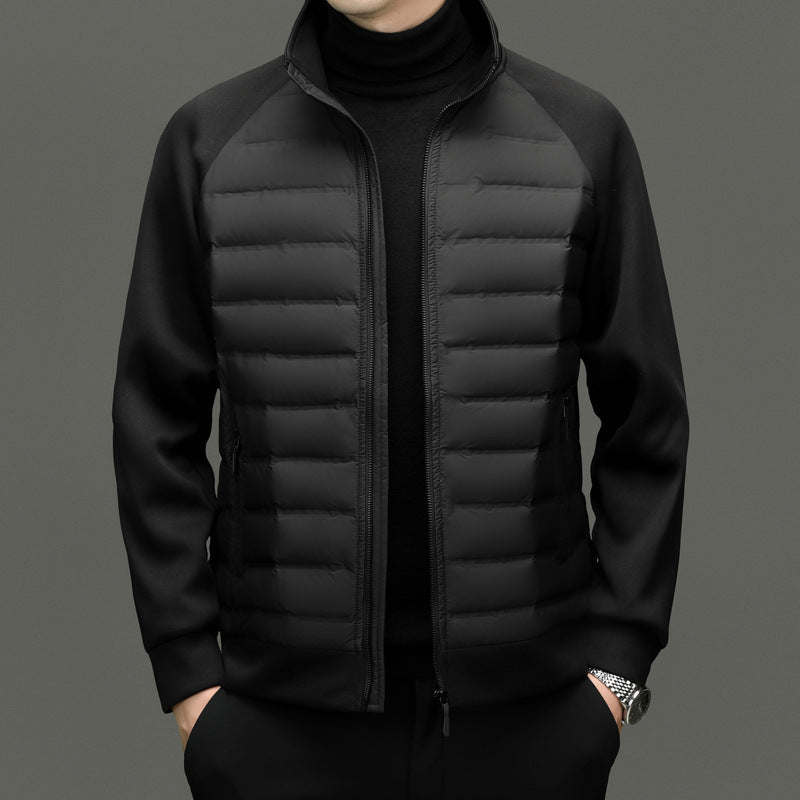 Short Stitching Down Jacket Men's Lightweight Warm Stand Collar