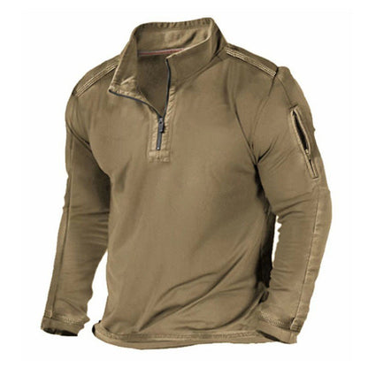 Men's Outdoor Long Sleeve Sweater with Zipper Pocket