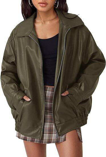 Women's Motorcycle Jacket Artificial Plus Size