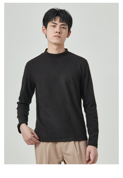Men's Autumn And Winter High Quality Dralon Half-high Collar Long Sleeves T-Shirt