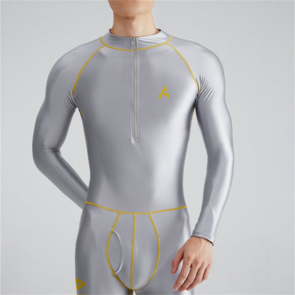 Solid Color Front Zipper Long Sleeve Nine Minute Pants Versatile Juice