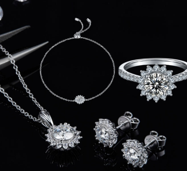 925 Sterling Silver Necklace Earring Bracelet Three-Piece Set